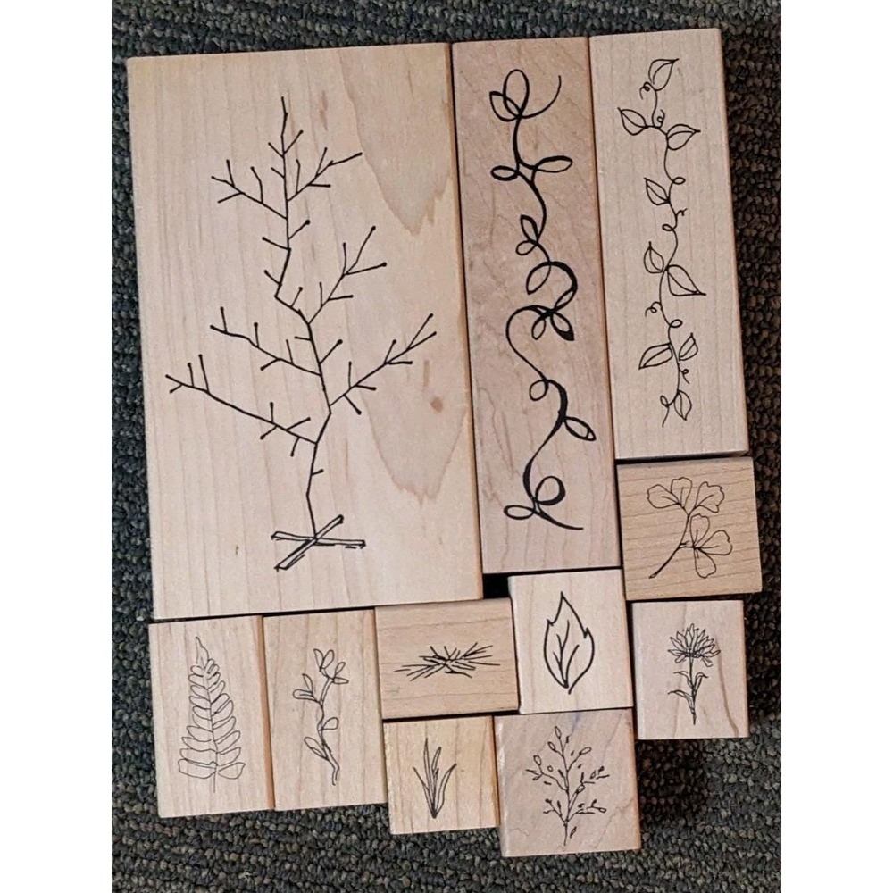 11 PC Lot Of Stamps By Judith Rubber Stamp Trees, Leaves, Flowers, Plant, Leaf